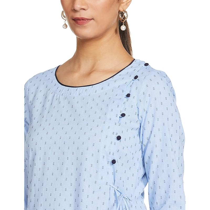 Aurelia Women s Cotton Kurta & Pant (21ONAS12608-702671_Powder Blue_XL) XL синий