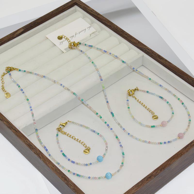 Mehrfarbige Katzenaugenstein-Kristall-Schlüsselbein-Kette - Titanstahl, Vielseitiges Dopamin-Design, Perfektes Geschenk für Frauen.