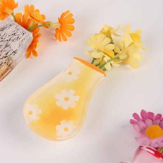 Mini Acrylic Vase Refrigerator Magnet Home Office Kitchen Locker Fridge 3D Miniature Flower Vase Magnetic Decoration Ornament
