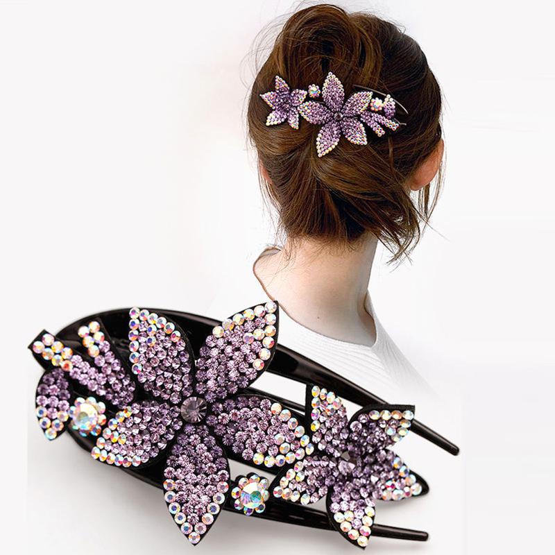 1Pc Hair Claws Women Hairgrip Fashion Hairpin Hair Clips Plastic Duckbill Clip Rhinestone