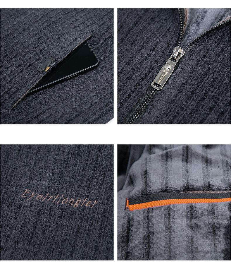 2025 Men's Stand Collar Thickened Velvet Jacket, Winter Woolen Coat