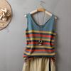 Pure Cotton V-neck Striped Inner Strap for Women's Summer New Sweat-absorbing Versatile Vest Fashion Trend Top