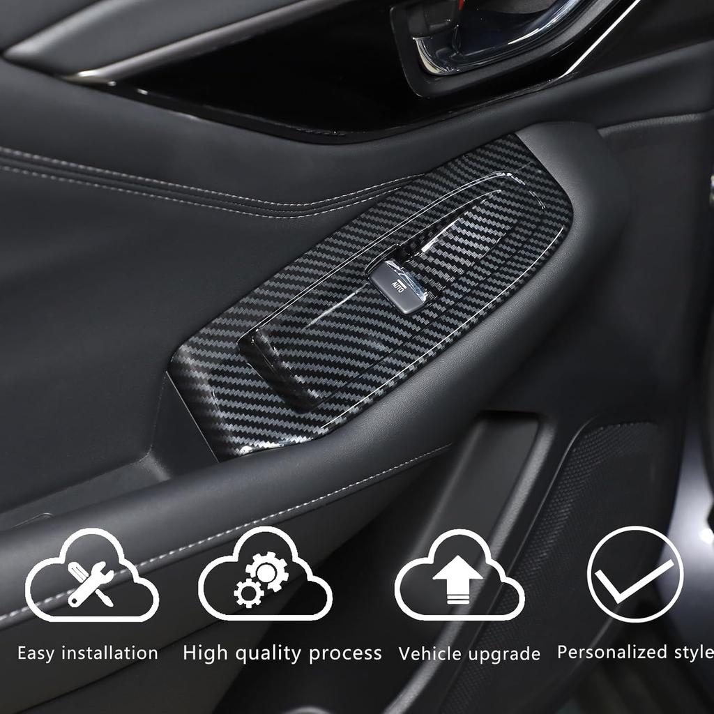 HAPPYHORSE Window Lift Switch Panel Frame Cover Trim Subaru Outback 2021-2023 Car Door Window Glasses Lifter Button Decoration Accessories (Carbon