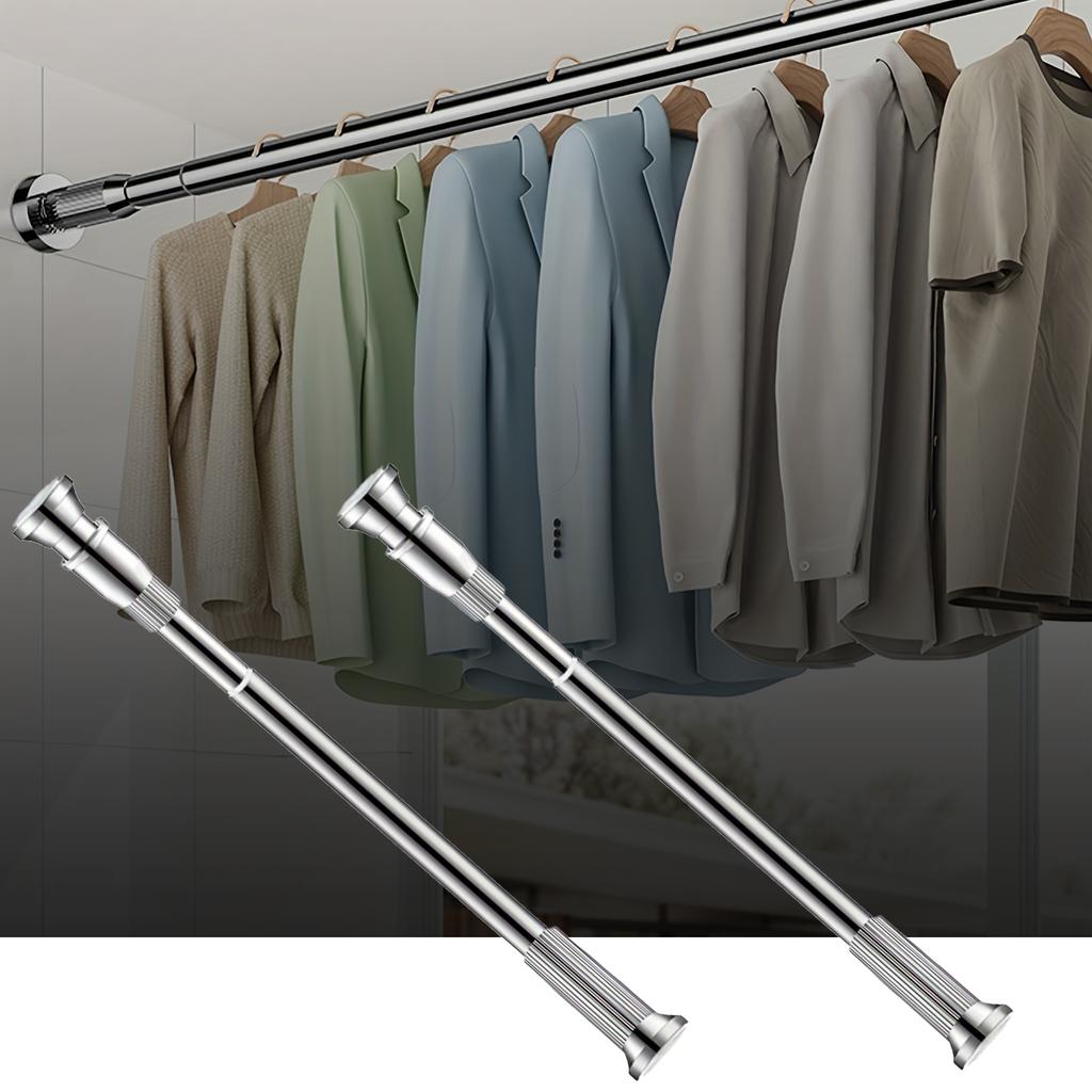 2 szt. Srebrny pręt napinający sprężynowy pręt napinający do zasłon antypoślizgowy pręt napinający bez wiercenia regulowany zasłony szafa kuchenna szafa