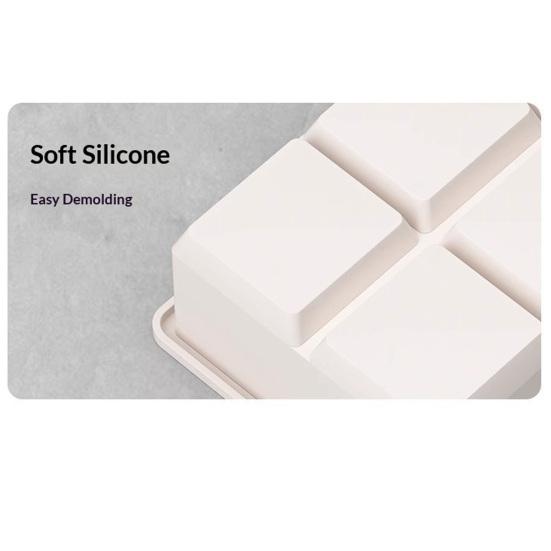 Square Silicone Ice Cube Tray with Lid  6-Cavity Easy Release Ice Cube Mold Stackable BPA-free Ice Cube Maker Dishwasher Safe Home Bar Essential