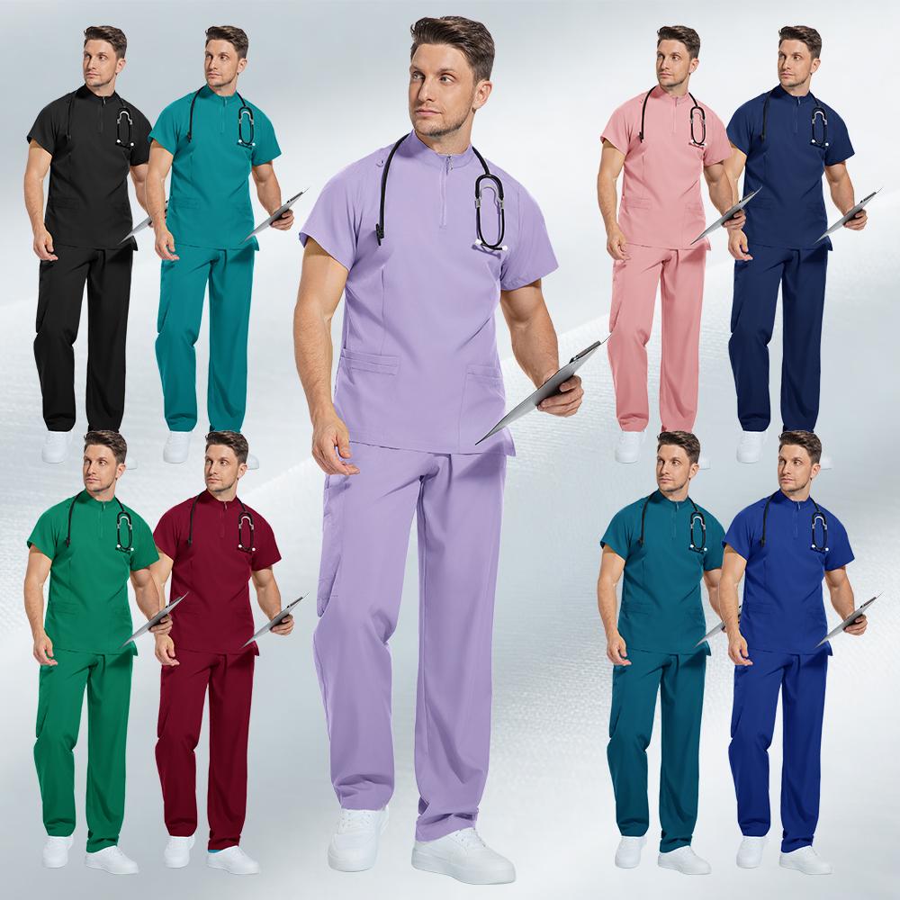 Nursing Scrubs Set Anti-Wrinkle Medical Surgical Gown Hospital Scrub Top Doctor Nurse Special Scrub Uniform Men Women