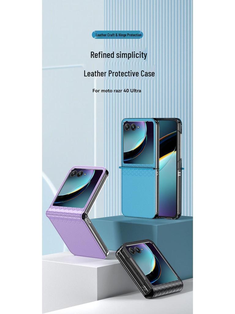 Motorola Razr40 Ultra Faltbares Lederetui mit Scharnierschutz