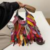 Niche design large-capacity underarm shoulder bag female personality Indian style fringed commuter messenger bag