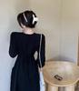 Plus Size Women's Autumn V-neck Waist-cinching Long-sleeved Slimming Dress