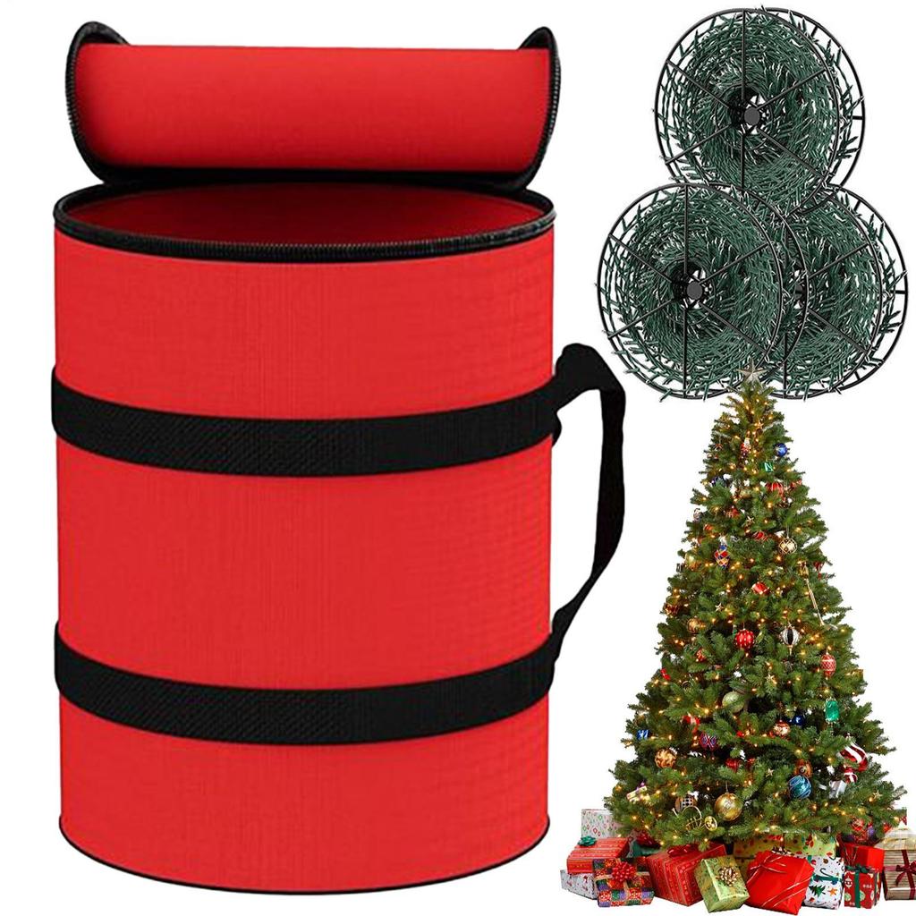 Christmas Lamp Storage Bag Round Oxford Cloth Christmas Lights Storage Holder Containers For Wrappers Extension Cords Wreaths