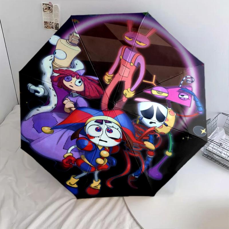 Pomni Halloween Characters Automatic Umbrella - Suitable Travel Outdoor Portable Umbrella Birthday Gift Daily Essentials