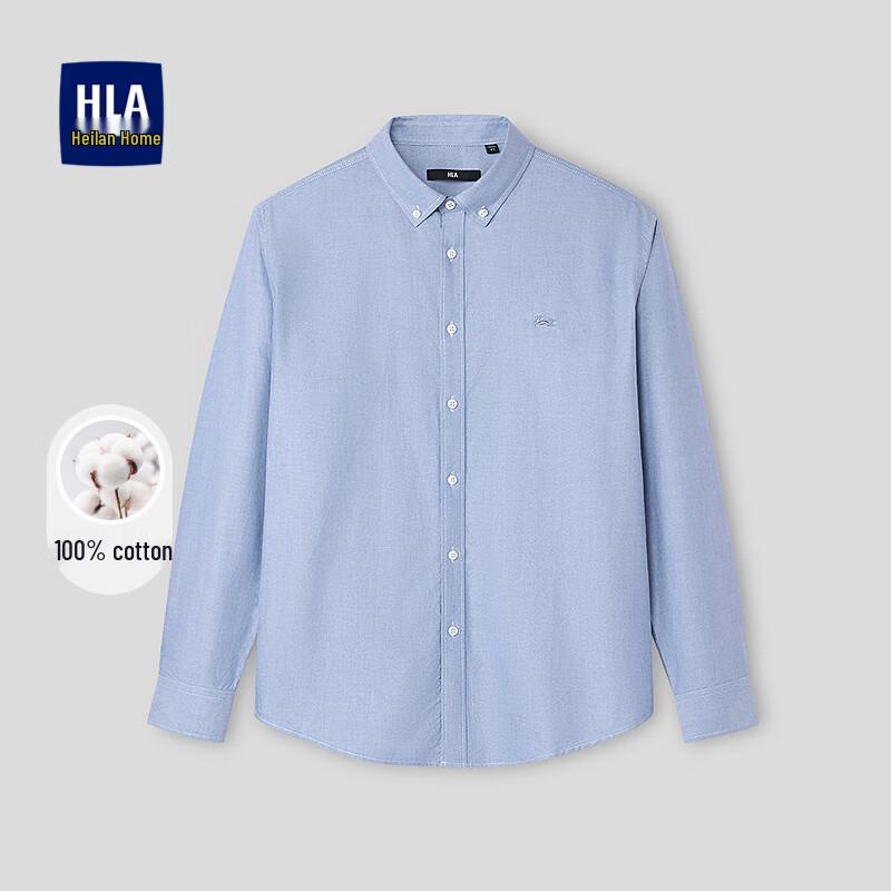 HLA Men s Long-Sleeve Pure Cotton Casual Shirt 44