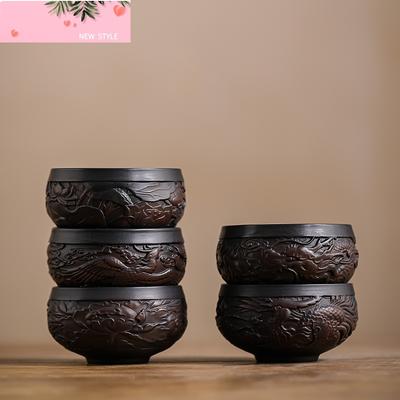 85ML Master Cup Hand-embossed High-end Ceramic Tea Set Cups Purple Pottery Kung Fu Tea Cup Ceramics Teaware Cup for Tea
