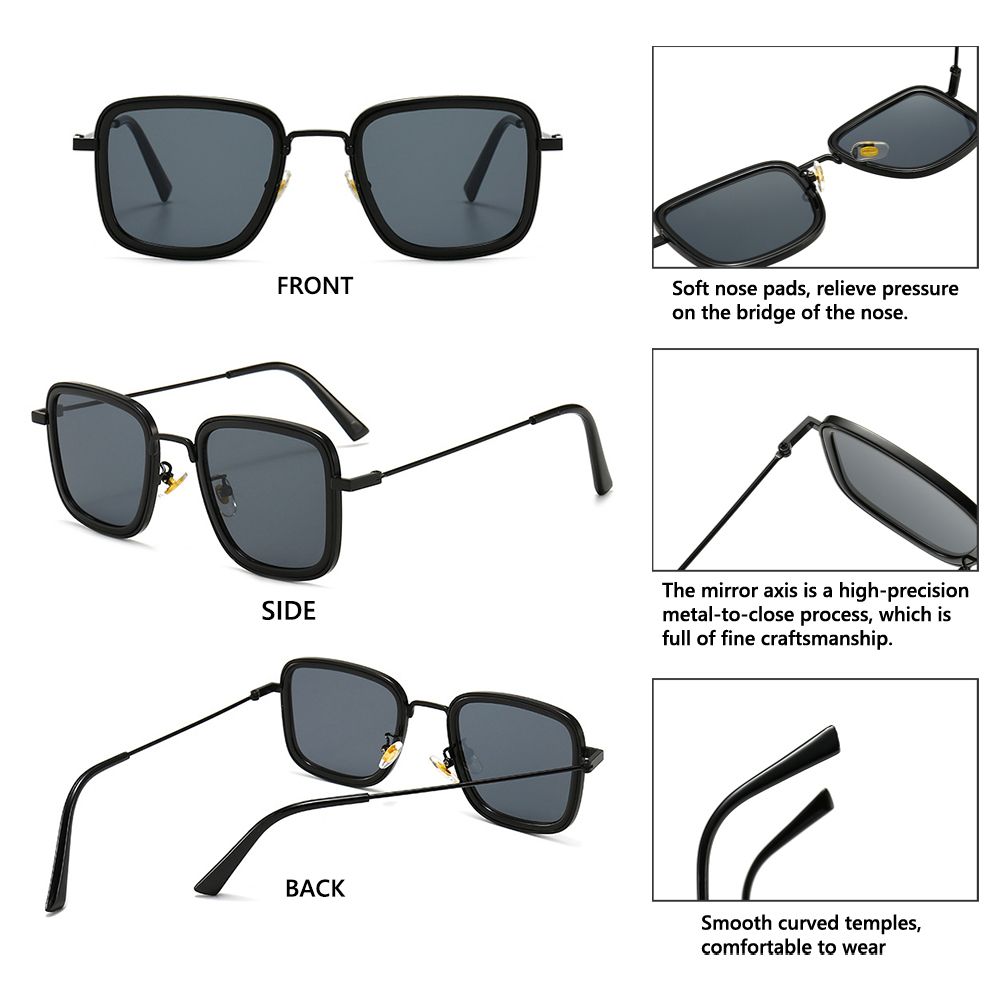 Stylish UV4 Eyewear Retro Shades Steampunk Sunglasses Square Sun Glasses for  Women