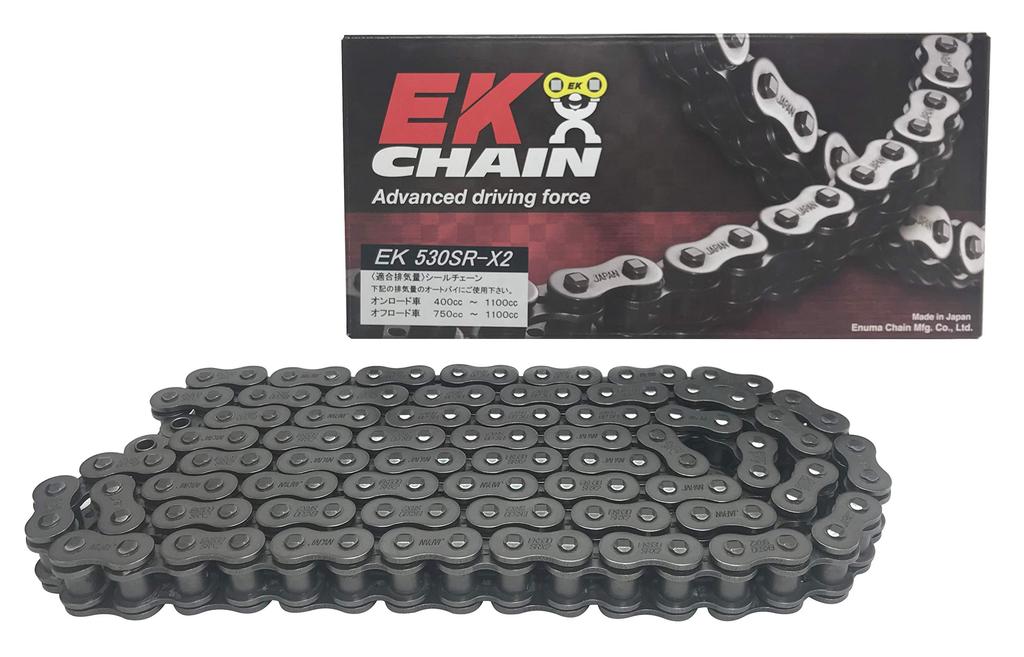 EK Motorcycle Chain Steel 96L SLJ QX Ring Seal 530SR-X2 (Screw Joint)