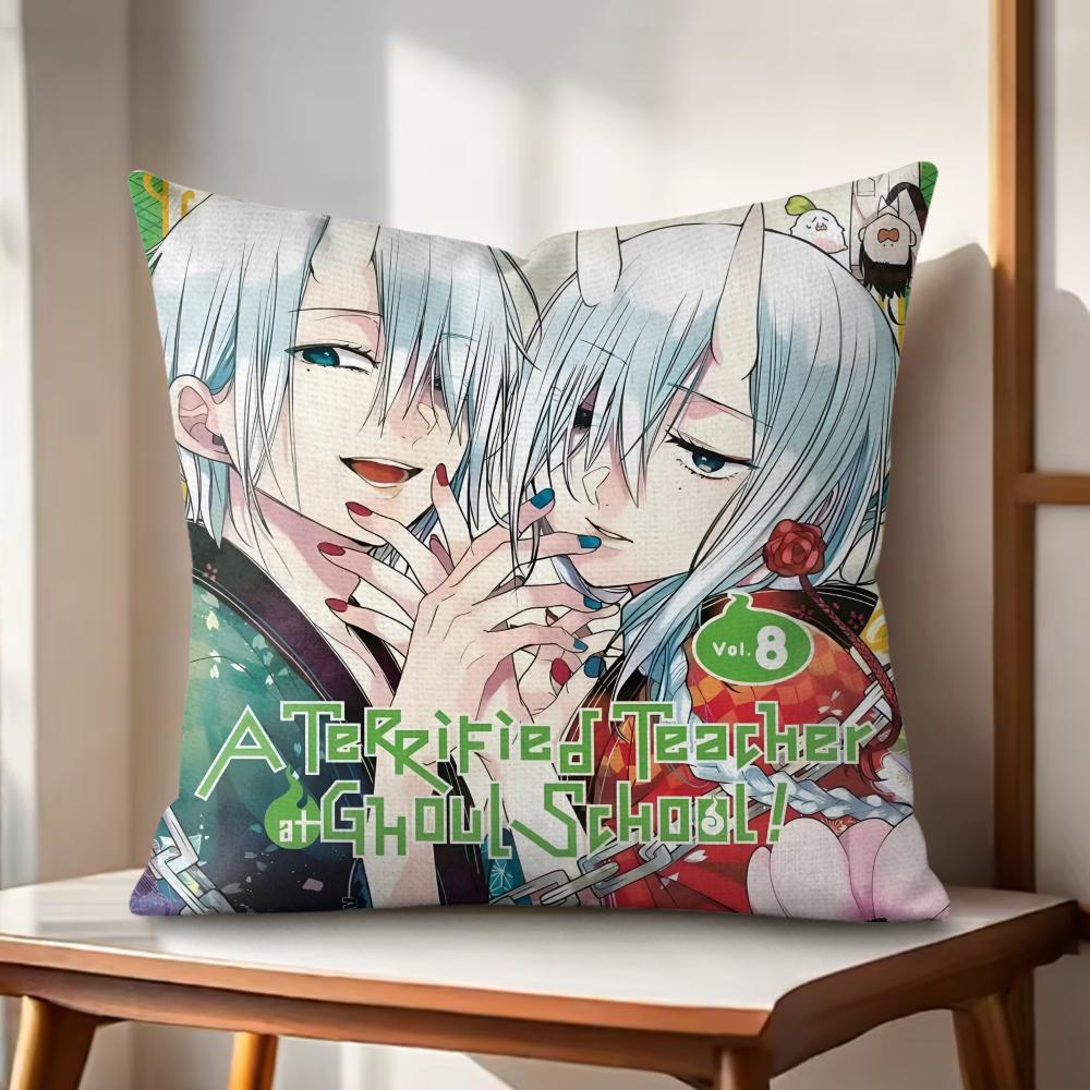 YYOUKAI GAKKOU NO SENSEI Kissenbezug Natürlicher Leinen Bio-Stoff Beidseitiger Druck Sofakissenbezüge Heimdekoration