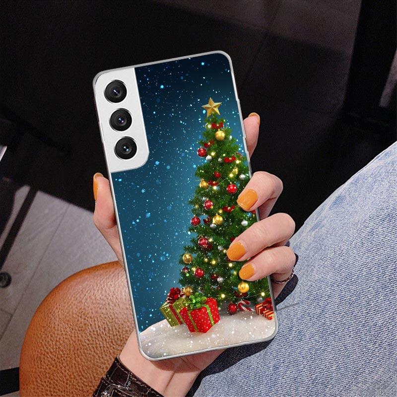 Merry Christmas Tree Snow Phone Case For Samsung Galaxy S24 S25 Edge S26 Ultra S23 S22 S21 Plus S20 FE + Personalized Print Cove