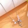 Mode Kreuz Diamant Einstellung Wassertropfen Anhänger Halskette künstliche Perle Perlen Halskette Damen Party Geschenk