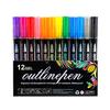 Dual-Tip Metallic Outline Pens Fluorescent Marker with Colorful Borders Smooth Tip Highlighters for Cards Crafts & Notes