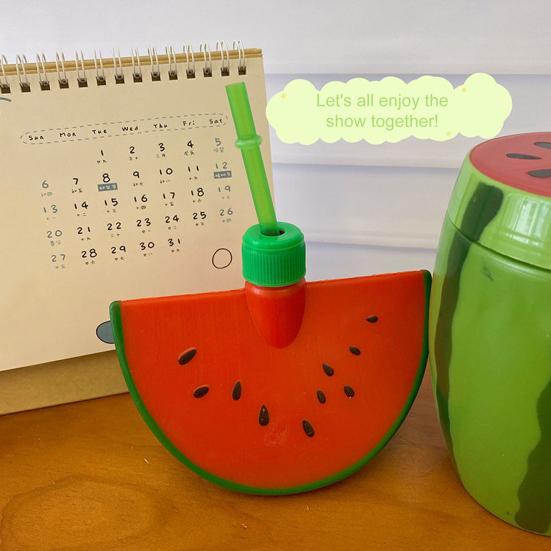 Watermelon Cup with Lid And Straw Reusable Plastic Watermelon Drinking Cups Fun Fruit Drinkware for Parties Picnics And Summer Events