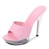 Patent Leather 13cm15cm Special High Heels Thin Heels Sexy Waterproof Table  High Super High Slippers Women's Summer