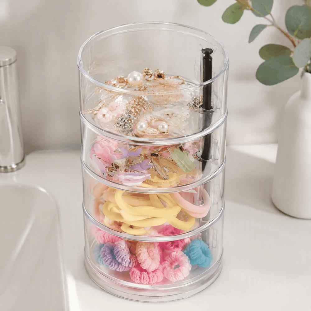 Rotatable Base Rotatable Storage Box Four‑layer Hair Clip Container Hair Tie Holder Bedroom
