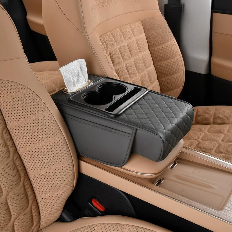 Auto Center Console Armrest Cushion With 2 Cup Holder Armrest Heightening Pad Auto Amrest Pillow Cover Pad for All Seasons