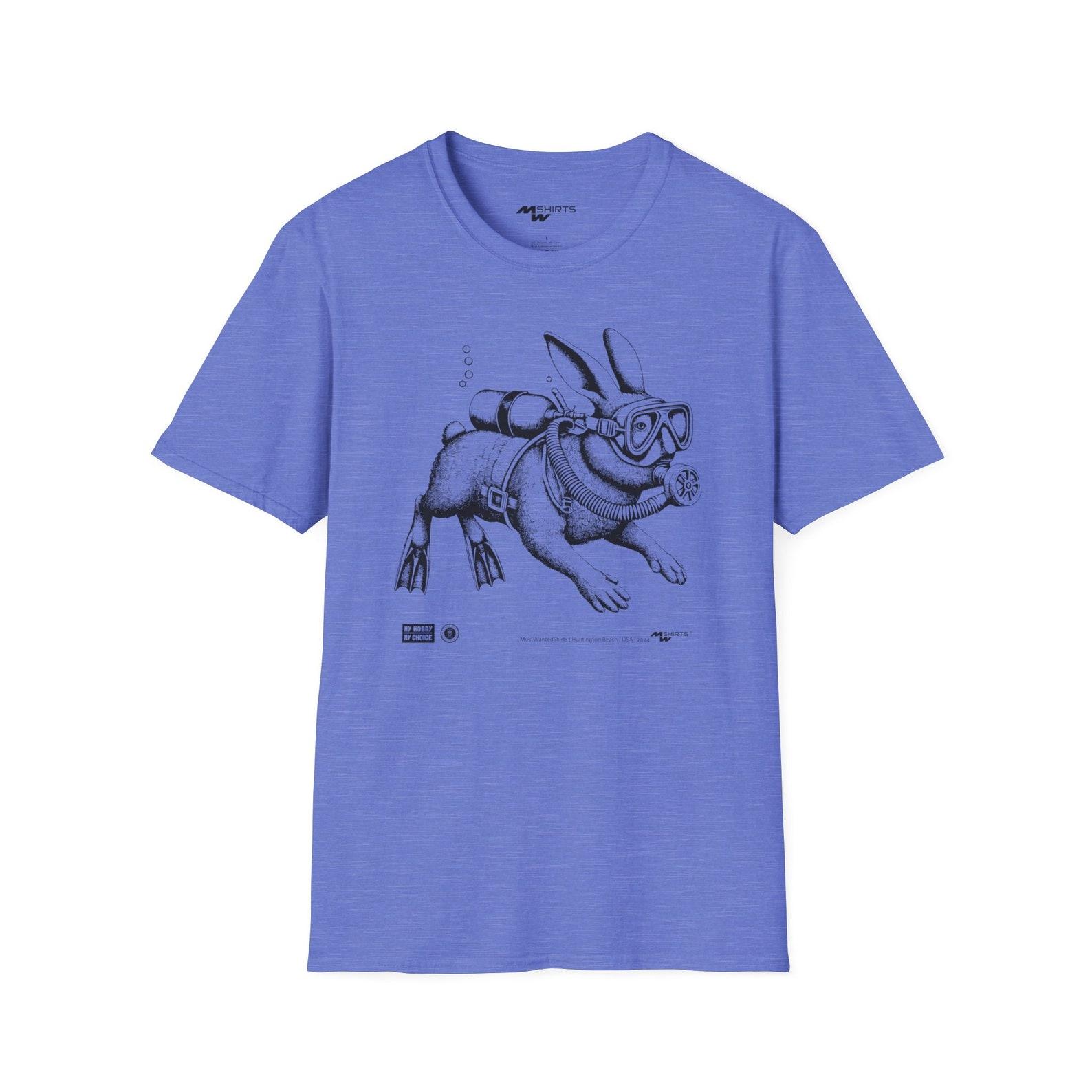 Scuba Diving Bunny T-Shirt – Vintage Copper Engraving Style 2XL
