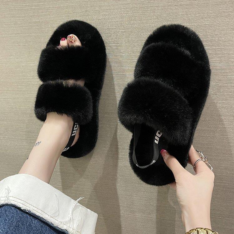

Keep it for yourself! Internet celebrity fluffy slippers women wear 2025 autumn and winter new fairy ins tide one-word slippers 39