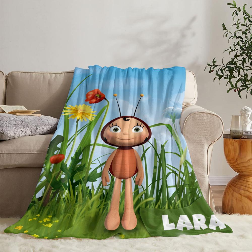 RIPMMaya The Bee With Flowers Throw Soft Flannel Throw Summer Blanket Lightweight Cozy Nap Blanket for Sofa Bed TravelR-I-P