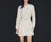 2026 Spring French Drape Puff Sleeve Belted Fluffy Skirt Dress for Women