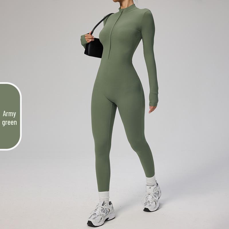 Manyi Zipper Nude Long Sleeve Yoga & Fitness Jumpsuit 8306