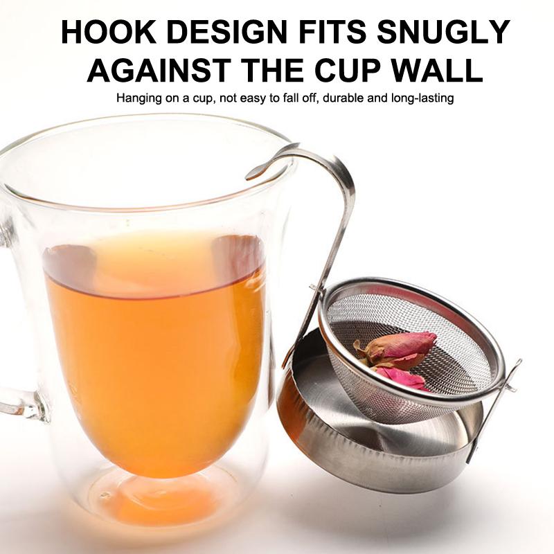 304 Stainless Steel Tea Coffee Strainer Filter With Base For Loose Leaf Tea Easy To Clean Kung Fu Tea Fine Mesh Tea Filter