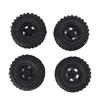 4PCS RC Tires 2.2in Black Rubber Simple Installation Wear Resistant RC Car Replacement with Plastic Rim for 12mm Hex RC Car