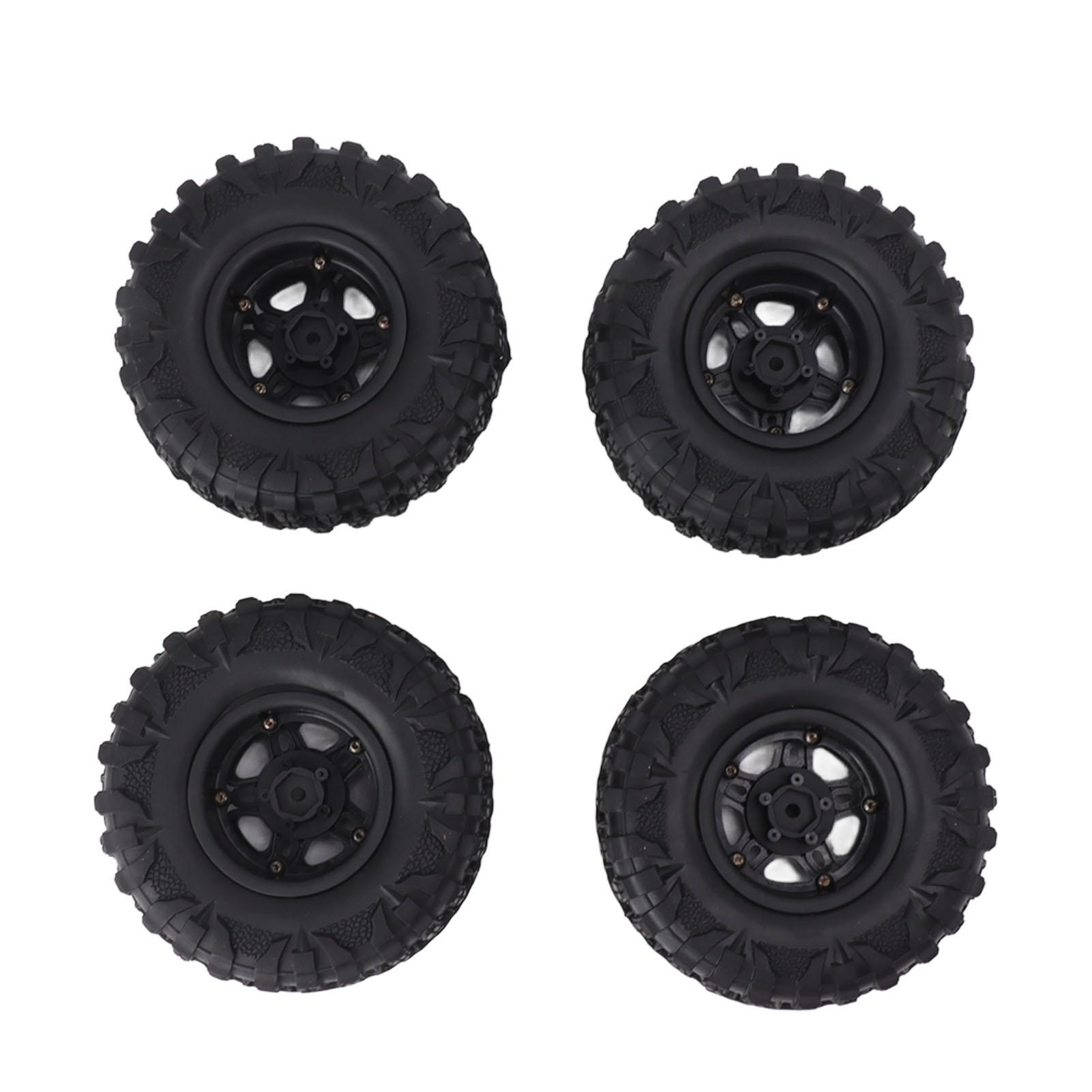 

4PCS RC Tires 2.2in Black Rubber Simple Installation Wear Resistant RC Car Replacement with Plastic Rim for 12mm Hex RC Car