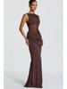 European Summer Satin One-Shoulder Bodycon Dress