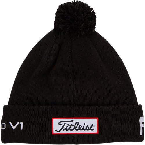 Titleist Tour Pom Pom Beanie for Men, Black