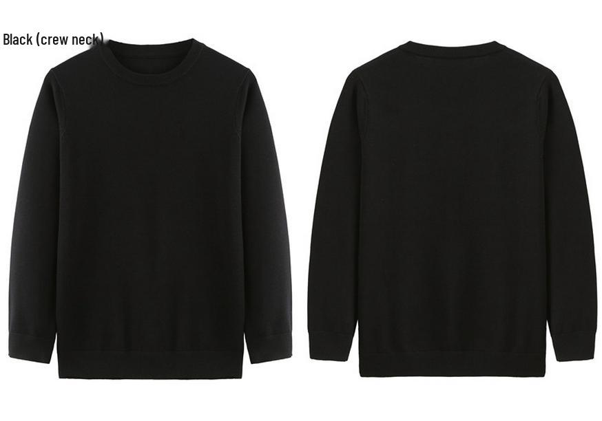 Men's Autumn-Winter V-Neck Slim Fit Woolen Sweater - Solid Color Long Sleeve Knitwear