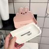 Cute Rabbits Soaps Box Holder Wall Mounted Punch Free Double-Layer Quick Drain Soaps Storage Case Bathroom Accessories