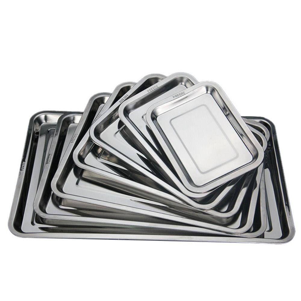 Stainless Steel Food Storage Serving Tray Rectangle Oven Trays Baking Trays Steaming Dish  Kitchen