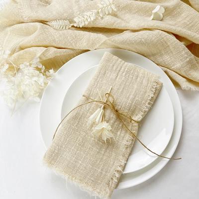 24pcs 32x32cm Wholesale Christmas Beige Gauze Cotton Napkin Reusable Tea Towel Wedding Party Table Decor Retro Burrs Napkins