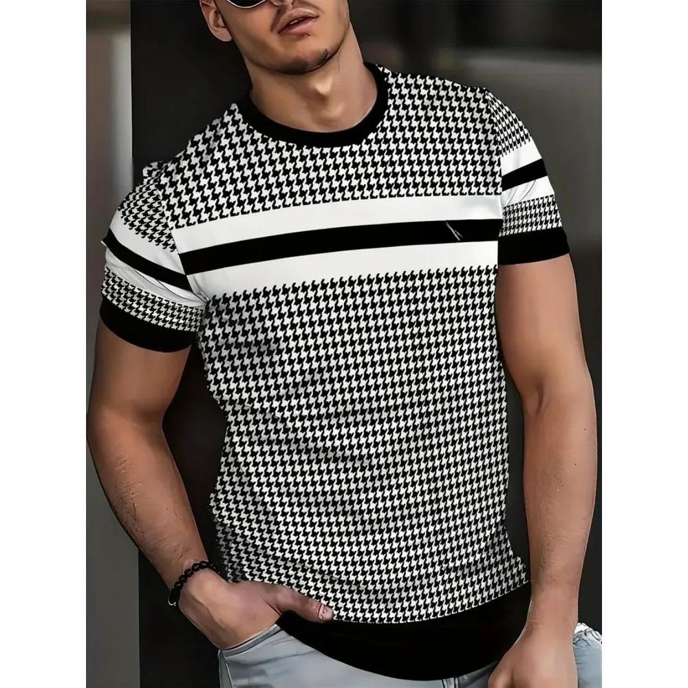 Summer Comfortable Fashionable Loose Plus Creative Printed T-shirt Casual Sports Breathable Soft Men's Short Sleeved T-shirt