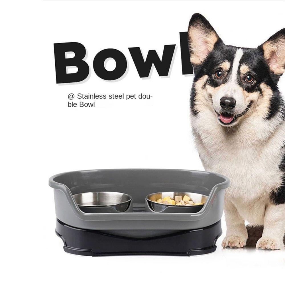Non-slip Stainless Steel Dog Bowl Eating and Drinking Water Pet Double Bowl  Pet Feeding Supplies