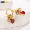 925 Sterling Silver Enamel Heart Circle Earrings for Women, Minimalist Design Ear Stud Jewelry Gift