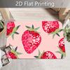 1 Extra Large Strawberry Doormat - Non-Slip Machine Washable Mat with a Light Pink Background and Mosaic-Style Strawberry Pattern, 1.02 Cm Thick Soft