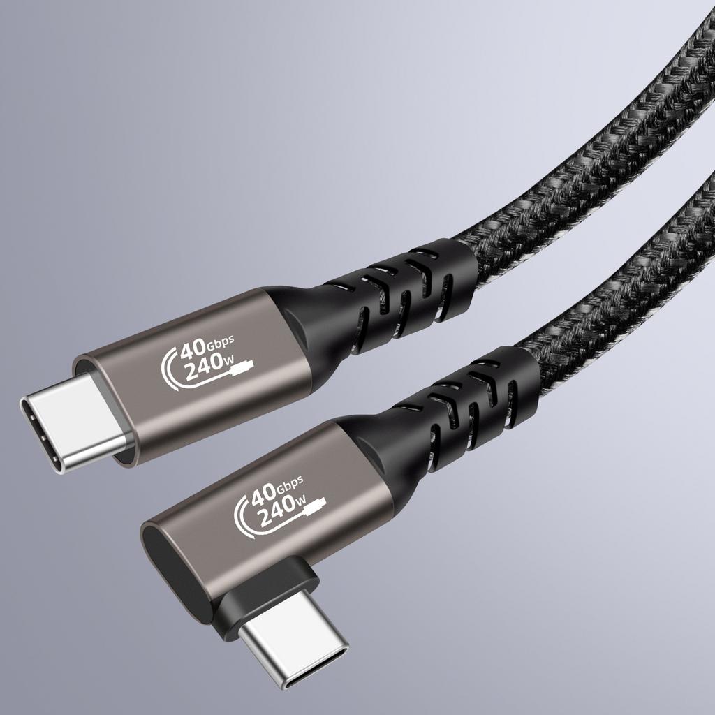 Angled Type C Cable 8K Display, Fast Charging & Data Line Durable Aluminum Alloy, Nylon Braided Cord 240W48V5A