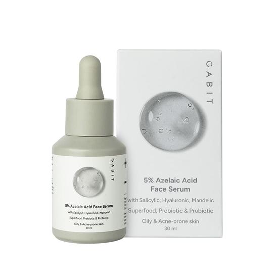 

Сыворотка для лица Gabit с 5% азелаиновой кислотой от прыщей, черных точек, расширенных пор и пигментных пятен|Салициловая (1%)|Для женщин и мужчин, 30 мл