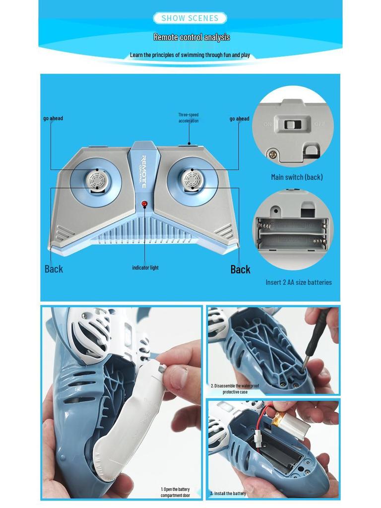 Shark Remote Control Electric Toy - 2.4G, Long Battery, Water Play