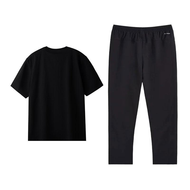 Li Ning Minimalist Logo Design Breathable Short Sleeve Comfortable Long Pants Sports Suit Men suit Black W775-3+V831-1