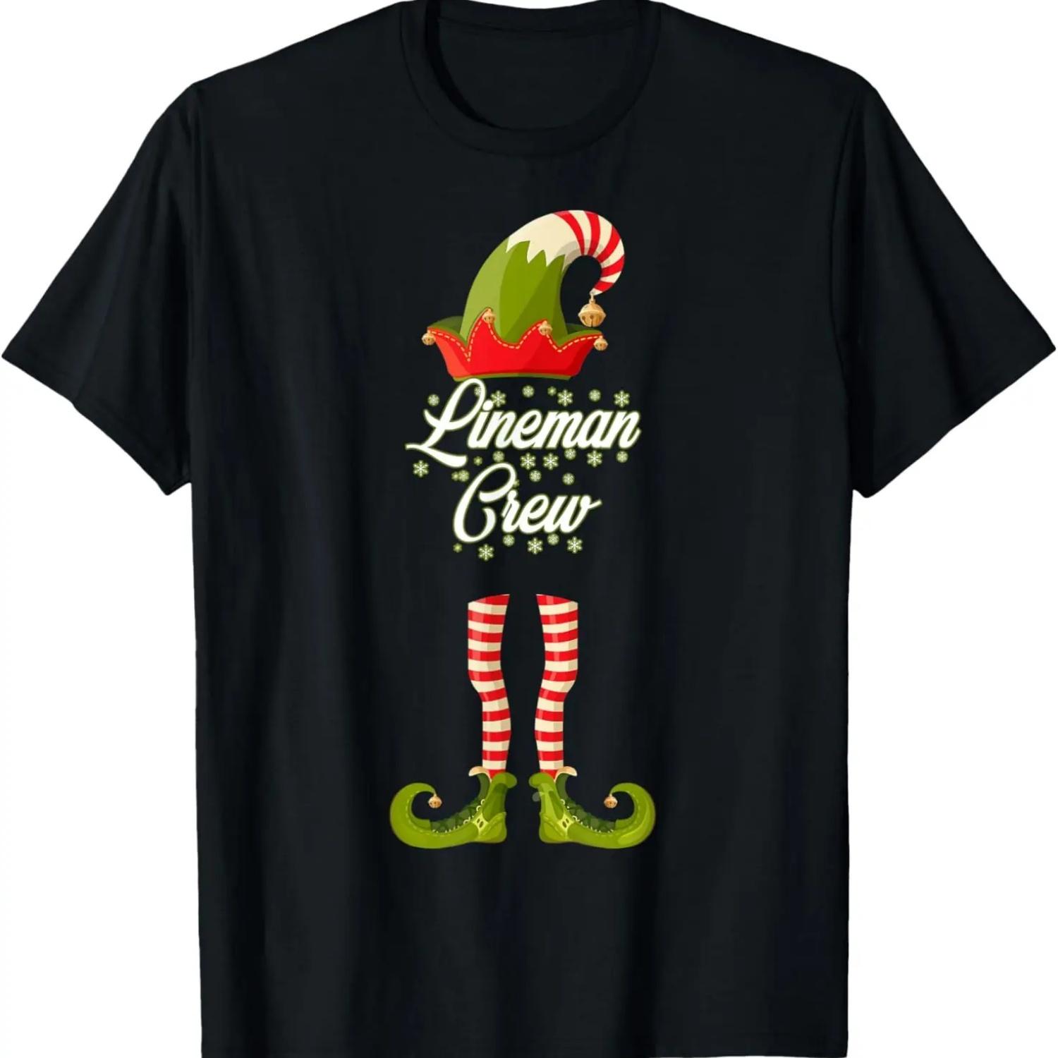 

Lineman Crew Elf Matching Group Christmas Jobs Pajama T-Shirt S чёрный